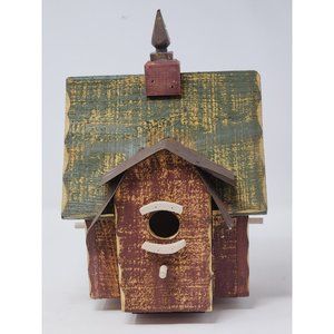 Vintage Home Interiors Wood Birdhouse On‎ A Stand Green And Brown
